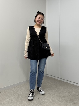 「アイテム（シュシュ）」を使った、ももぞうさん（レディース・154cm）の冬コーディネート