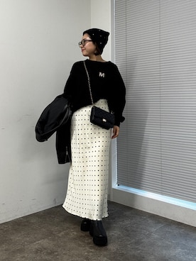 「アイテム（ライダースジャケット）」を使った、ももぞうさん（レディース・154cm）の冬コーディネート