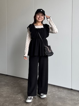 「アイテム（サロペット/オーバーオール）」を使った、ももぞうさん（レディース・154cm）の夏コーディネート