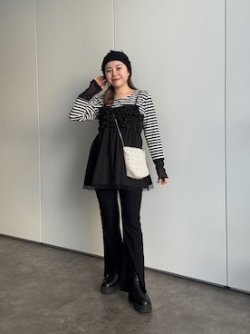 「アイテム（ニットキャップ/ビーニー）」を使った、ももぞうさん（レディース・154cm）の冬コーディネート