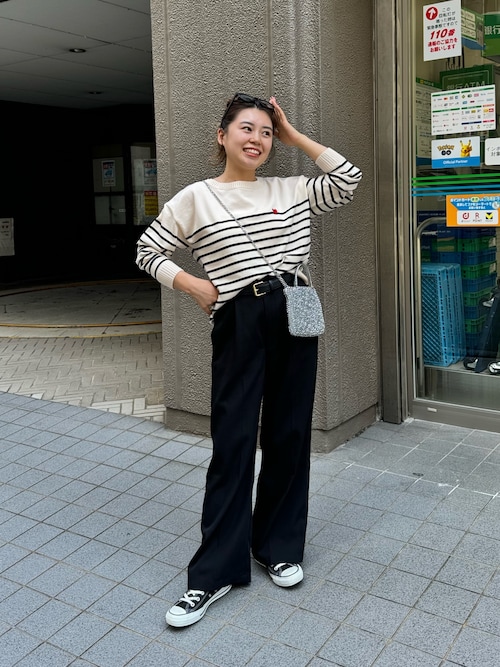 セール】ハート刺繍ボートネックボーダーニット（ニット/セーター 