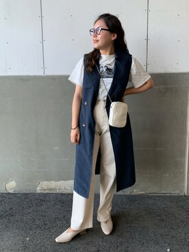 「秋先取りコーデ」｜「アイテム（トレンチコート）」を使った、ももぞうさん（レディース・154cm）の夏コーディネート