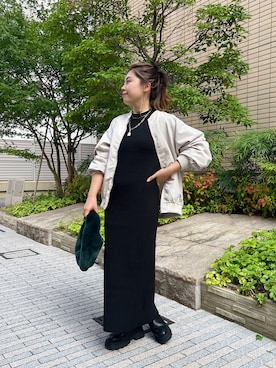 「ニットワンピース」｜「アイテム（MA-1）」を使った、ももぞうさん（レディース・154cm）の秋コーディネート