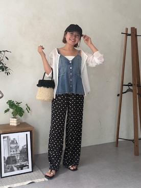 「prose verse（プロズヴェール）のメタルチャームツイルキャップ（キャップ、ブラック系）」を使った、ももぞうさん（レディース・154cm）の春コーディネート