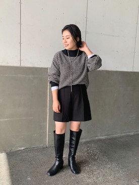 「スクエアトゥ」｜「アイテム（スウェットパンツ）」を使った、ももぞうさん（レディース・154cm）の秋コーディネート
