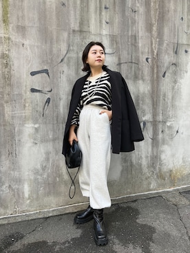 「スクエアトゥ」｜「アイテム（スウェットパンツ）」を使った、ももぞうさん（レディース・154cm）の秋コーディネート