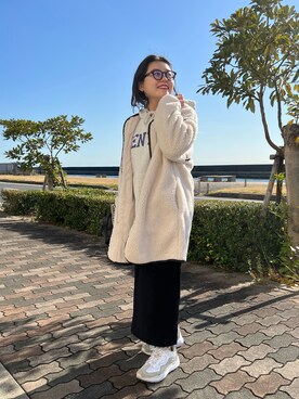 「prose verse（プロズヴェール）のアイテム（ノーカラーコート）」を使った、ももぞうさん（レディース・154cm）の冬コーディネート