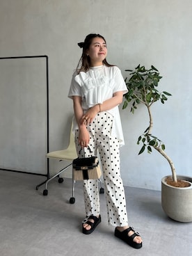 「ドットパンツ」｜ももぞうさん（レディース・154cm）の春コーディネート