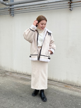 「prose verse（プロズヴェール）のアイテム（ムートンコート）」を使った、ももぞうさん（レディース・154cm）の冬コーディネート