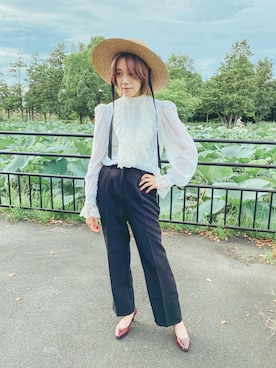 「Yves Saint Laurent（イヴサンローラン）のアイテム（シューズ）」を使った、Renさん（レディース・165cm）の夏コーディネート