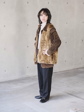 「茶色」｜「アイテム（その他アウター）」を使った、Renさん（レディース・165cm）の冬コーディネート