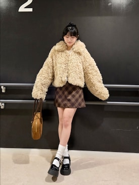 「アイテム（ブルゾン、ベージュ系）」を使った、0shioris2さん（レディース・151cm）の冬コーディネート