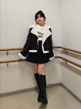 「アイテム（ムートンコート）」を使った、0shioris2さん（レディース・151cm）の秋コーディネート