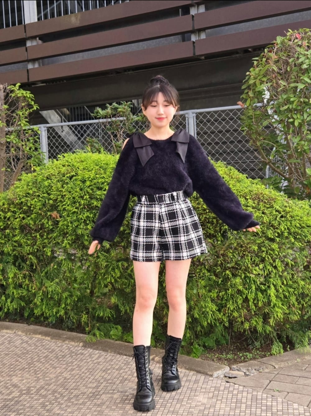 Y's モノトーンチェック柄 キュロットパンツ 1734496430.jpg