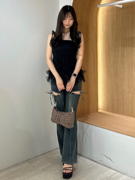 「アイテム（デニムパンツ）」を使った、nanamiさん（レディース・166cm）の夏コーディネート