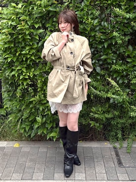 「ampm（エーエムピーエム）のアイテム」を使った、夢羽さん（レディース・155cm）の春コーディネート