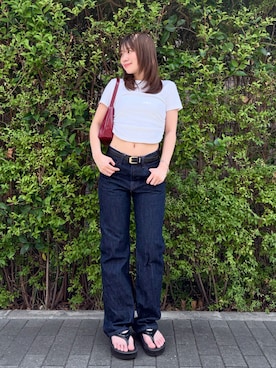 「アイテム（サンダル）」を使った、夢羽さん（レディース・155cm）の夏コーディネート