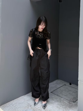 「ナイロンパンツ」｜MINAさん（レディース・163cm）の夏コーディネート