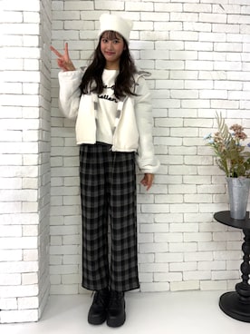 「アイテム（帽子）」を使った、PINK-latteさん（キッズ・160cm）の秋コーディネート