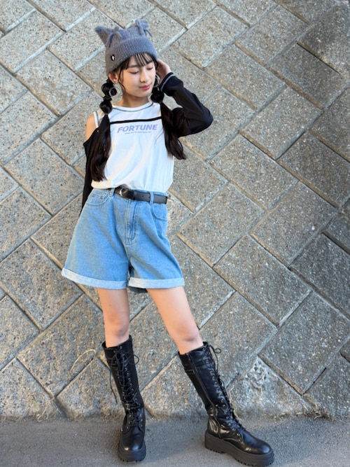 レイヤード風肩あきロンT