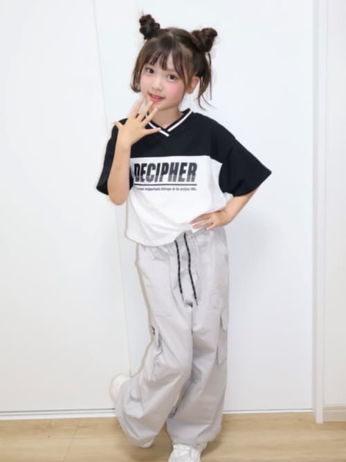 Vネック切替Tシャツ
