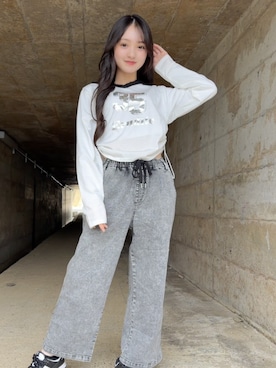 「アイテム（Tシャツ/カットソー）」を使った、PINK-latteさん（キッズ・154cm）の秋コーディネート