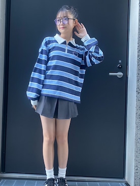 「アイテム（ポロシャツ）」を使った、PINK-latteさん（キッズ・153cm）の秋コーディネート