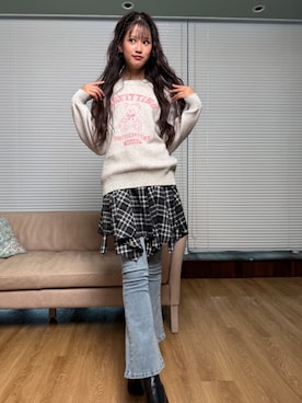 「アイテム（ニット/セーター）」を使った、PINK-latteさん（キッズ・160cm）の秋コーディネート