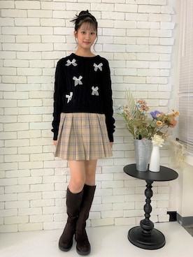 「アイテム（ニット/セーター）」を使った、PINK-latteさん（キッズ・160cm）の秋コーディネート