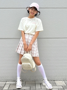 「アイテム（バックパック/リュック）」を使った、PINK-latteさん（キッズ・151cm）の夏コーディネート