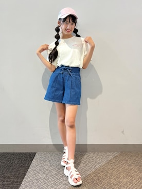 「アイテム（帽子）」を使った、PINK-latteさん（キッズ・151cm）の夏コーディネート