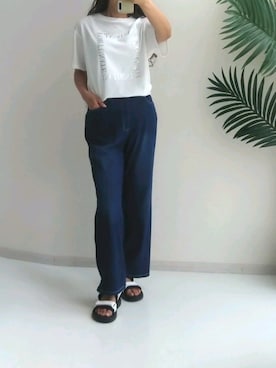 「レギュラー」｜「アイテム（サンダル）」を使った、naruさん（レディース・163cm）の夏コーディネート