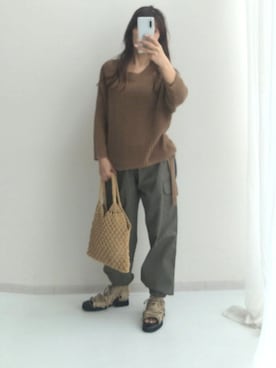 「nissen（ニッセン）の【ゆったり幅広】コードデザインハイカットサンダル（ワイズ４Ｅ）（サンダル、ブラック系）」を使った、naruさん（レディース・163cm）の春コーディネート