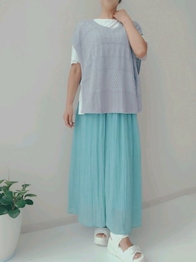「レギュラー」｜「アイテム（サンダル）」を使った、naruさん（レディース・163cm）の夏コーディネート