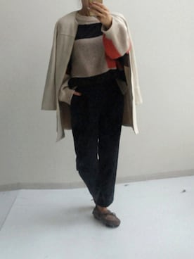 「アイテム（バレエシューズ、ブラウン系）」を使った、naruさん（レディース・163cm）の秋コーディネート