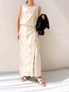 「スリット」｜「アイテム（キャミソール）」を使った、naruさん（レディース・163cm）の夏コーディネート
