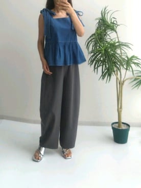 「レギュラー」｜「アイテム（サンダル）」を使った、naruさん（レディース・163cm）の夏コーディネート