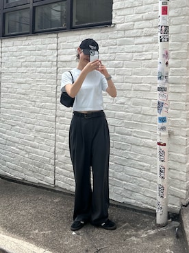 「韓国コーデ」｜「アイテム（スラックス）」を使った、yukaさん（レディース・166cm）の夏コーディネート