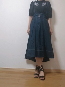 「axes femme（アクシーズファム）のアイテム（サンダル）」を使った、黒猫🐈‍⬛さん（レディース・158cm）の夏コーディネート