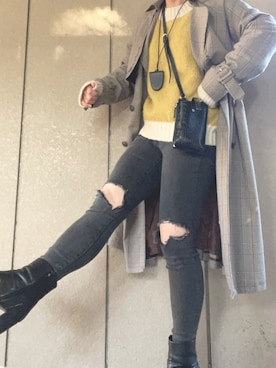 「axes femme（アクシーズファム）のアイテム（トレンチコート）」を使った、ハルキさん（レディース・156cm）の冬コーディネート