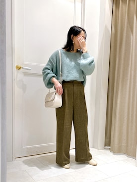 「ツイードパンツ」｜「アイテム（ブーツ）」を使った、813さん（レディース・149cm）の秋コーディネート