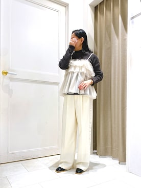 「オフホワイト」｜「アイテム（ブーツ）」を使った、813さん（レディース・149cm）の秋コーディネート
