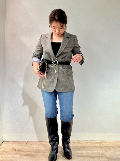 NOLLEY'S Sophiノーカラージャケット、ツイード、金ボタン、ラメ NOLLEY'S Sophi（ノーリーズソフィ）の「フラッグツイード