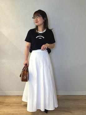 「NOLLEY’S Sophi（ノーリーズソフィ）の高機能 タスランフレアロングスカート（スカート）」を使った、nolnaomiさん（レディース・150cm・30代）の夏コーディネート