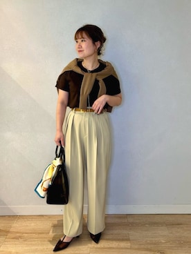「アイテム（カーディガン/ボレロ、ブラウン系）」を使った、nolnaomiさん（レディース・150cm）の夏コーディネート