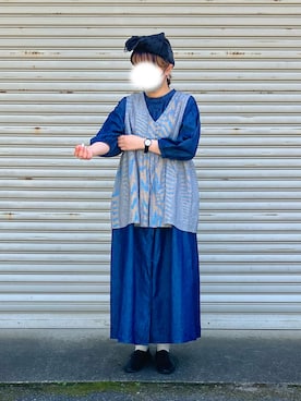 「ダブルボタン」｜「アイテム（ワンピース/ドレス）」を使った、みやもとさん（レディース・157cm）の春コーディネート