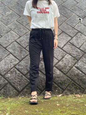 「Ungrid（アングリッド）のロゴ発砲プリントTee（Tシャツ/カットソー）」を使った、ANNさん（レディース・168cm）の夏コーディネート