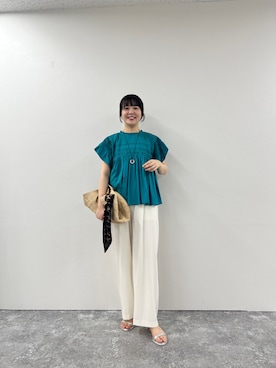 「MICO COULIER（ミコクリエ）のアイテム（パンツ）」を使った、nol takitaさん（レディース・159cm）の春コーディネート