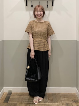 「A part by（アパートバイ）のハートモチーフバッグ（ショルダーバッグ、ブラック系）」を使った、Moekaさん（レディース）の夏コーディネート