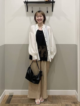 「A part by（アパートバイ）の≪追加3≫レースキャミチュニック（キャミソール、ブラック系）」を使った、Moekaさん（レディース）の春コーディネート